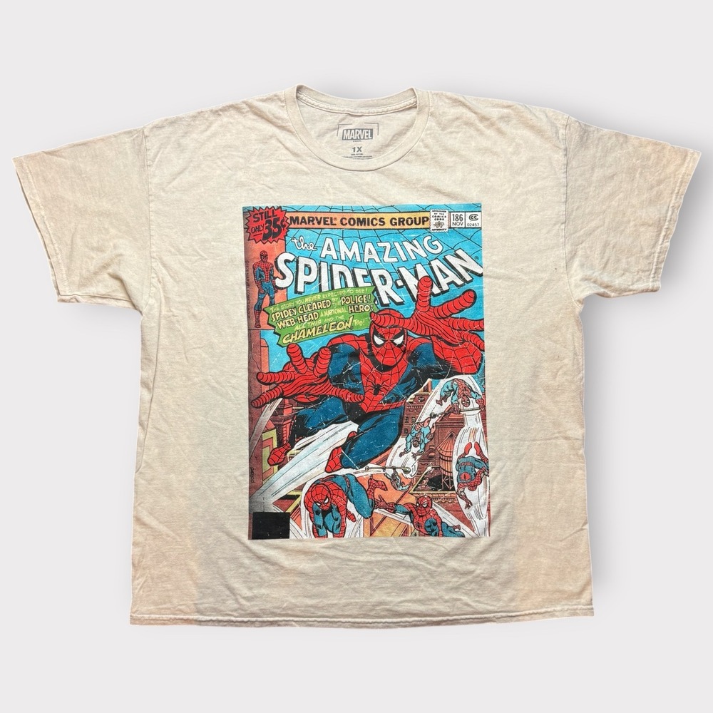 Marvel x CVLA Amazing Spider-Man Comic Cover T-Shirt Beige 1X Vintage Style